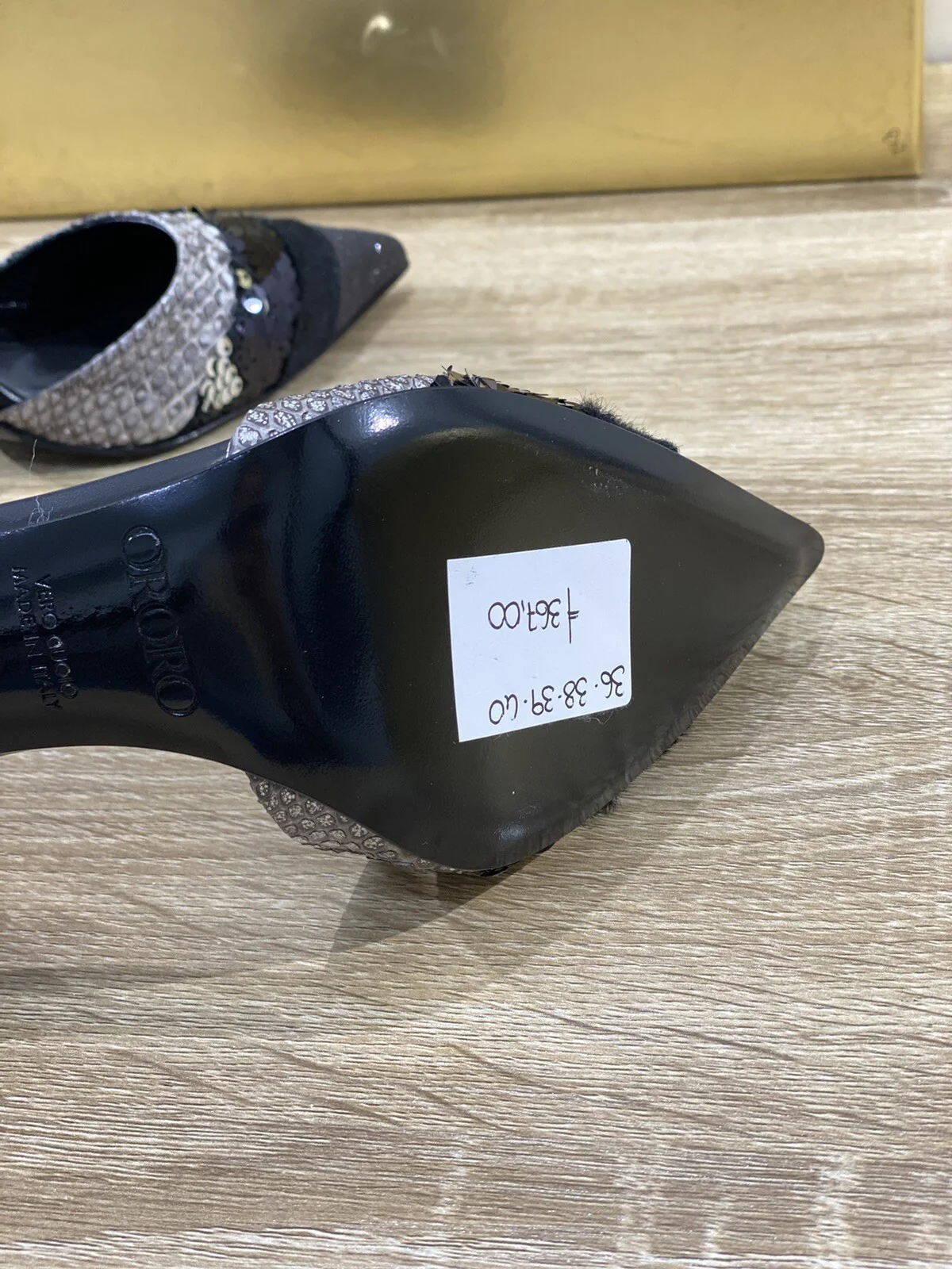 Ororo Sandalo donna 1055 Pelle e paiettes nero luxury sandal 40 - immagine 5