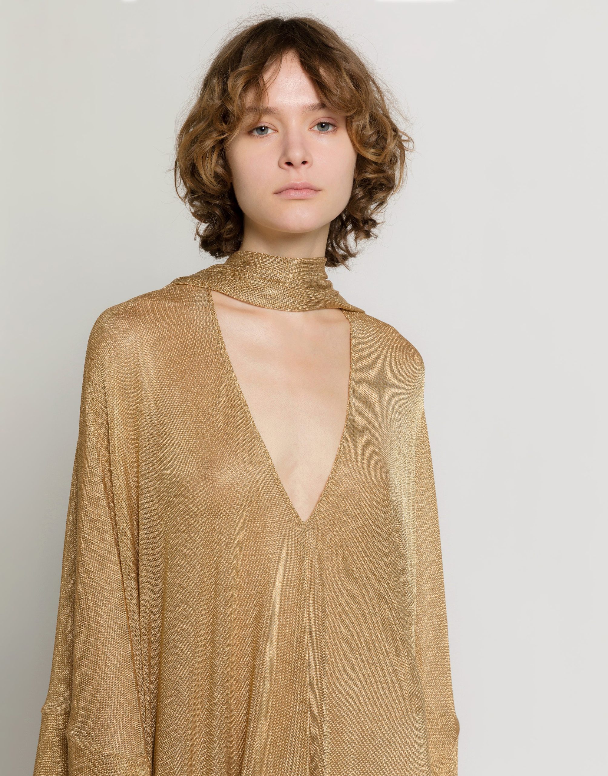 Abito kaftano in rete di lurex oro - immagine 4