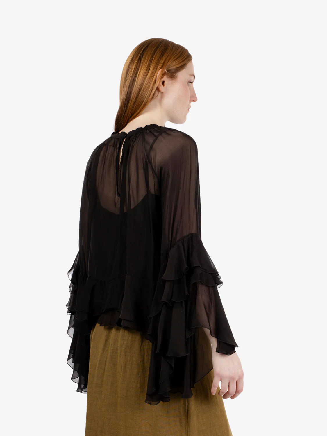 Blusa mussola con volant moro - immagine 4