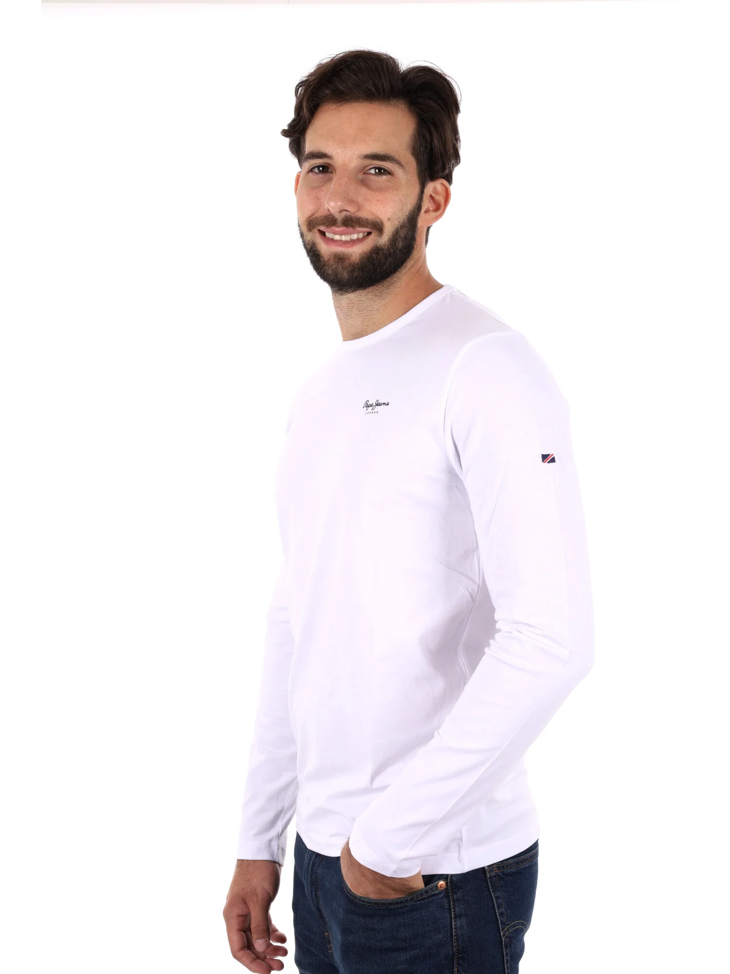 MAGLIA A MANICHE LUNGHE ORIGINAL PEPE JEANS DA UOMO BIANCO - immagine 3